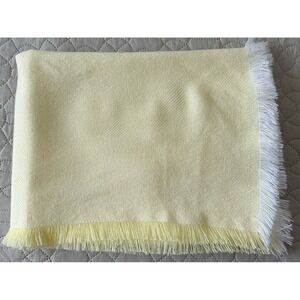 Vintage Acrylic Baby Blanket Yellow Fringe Receiving Unisex Gender Neutral